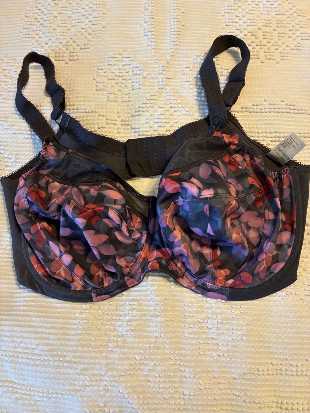 Goddess Multicolor Floral-Patterned Support Bra in Black and purple